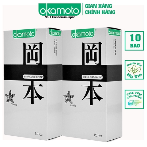 Combo 2 hộp Bao Cao su Okamoto Skinless Skin Vanilla Hộp 10 Cái