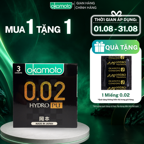 Bao Cao Su Okamoto 0.02 PU Siêu mỏng Truyền Nhiệt Nhanh Hộp 3 Cái