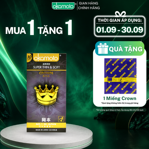Bao Cao Su Okamoto Crown Kích Cỡ Nhỏ Siêu Mỏng Và Mềm Mại Hộp 10 Cái