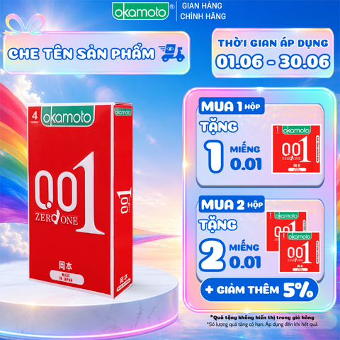 Bao Cao Su Okamoto 0.01 PU Siêu Mỏng Truyền Nhiệt Nhanh Hộp 4 Cái