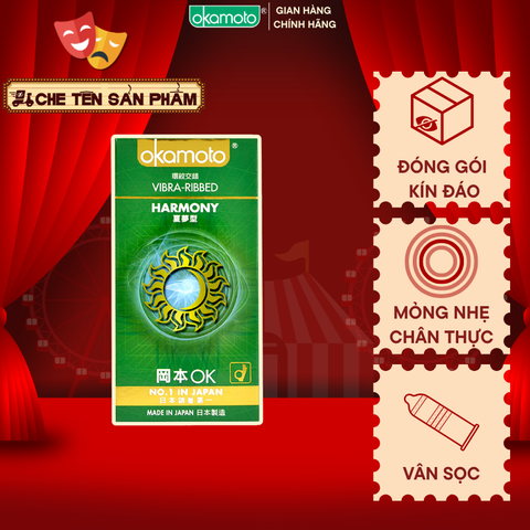 Bao Cao Su Okamoto Harmony Vân Sọc Hộp 10 Cái