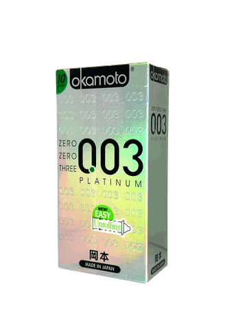 Bao cao su Okamoto 0.03 Platinum Trong Suốt Mềm Mại Hộp 10 Cái