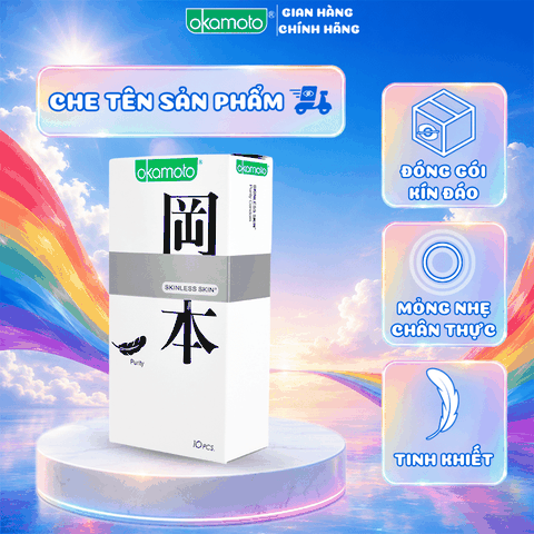 Bao Cao Su Okamoto Skinless Skin Purity Không Mùi Tinh Khiết Hộp 10 Cái