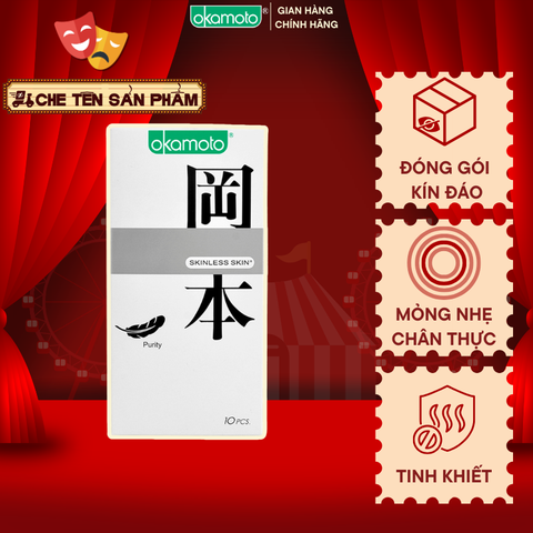 Bao Cao Su Okamoto Skinless Skin Purity Không Mùi Tinh Khiết Hộp 10 Cái
