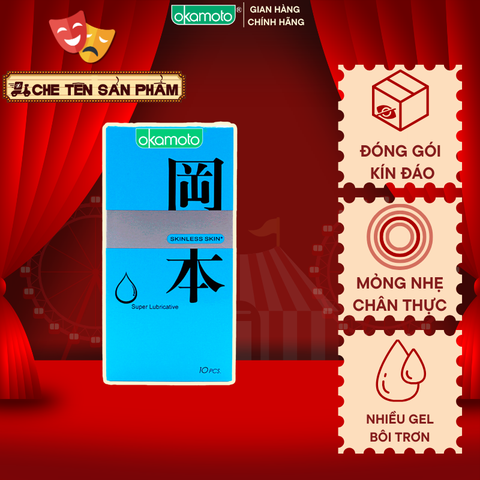 Bao Cao Su Okamoto Skinless Skin Super Lubricative Siêu Bôi Trơn Hộp 10 Cái