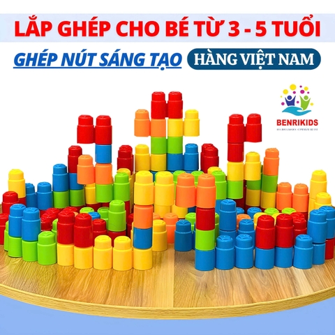 Đồ Chơi Xếp Hình Dạng Ghép Nút Benrikids Nhiều Chi Tiết Bằng Nhựa Nguyên Sinh An Toàn Cho Bé Sáng Tạo Phát Triển Tư Duy
