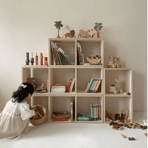 Kệ Gỗ Mầm Non Montessori Để Sàn , Kệ Sách Treo Tường Không Cần Khoan Decor Phòng Cho Bé