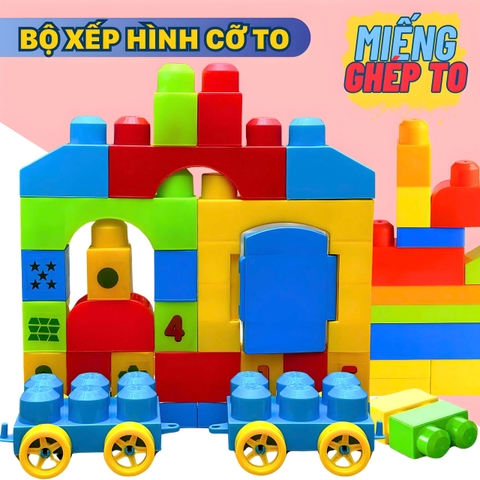 Đồ Chơi Xếp Hình Cho Bé 33 Chi Tiết Khối Nhựa Lớn ABS An Toàn, Ghép Hình Phát Triển Tư Duy Trẻ Em