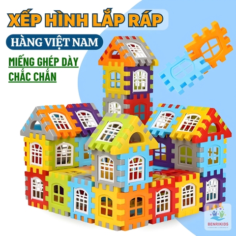 Đồ Chơi Lắp Ghép Xếp Hình Khối Xây Dựng Benrikids Cho Bé Có Miếng Ghép Vuông To Nhiều Màu Sắc Cho Bé Sáng Tạo