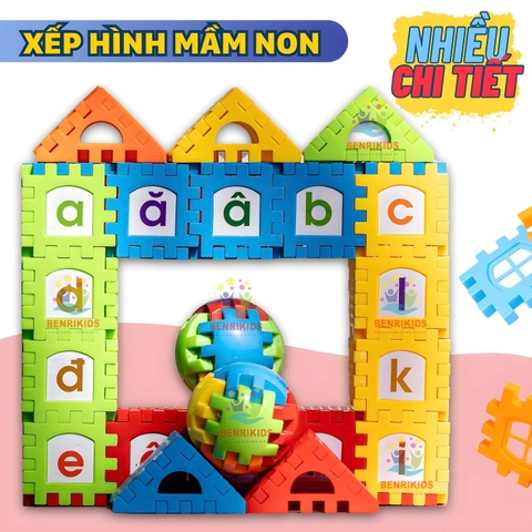 Đồ Chơi Xếp Hình Xây Dựng Bằng Nhựa Benrikids Miếng Ghép To Có Dán Decal Chữ Cái Cho Bé Vừa Chơi Vừa Học
