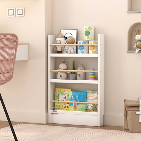 Kệ Sách Gỗ Treo Tường Không Cần Khoan Sau Cánh Cửa 3 Ngăn , Giá Sách Treo Tường Decor Phòng Cho Bé