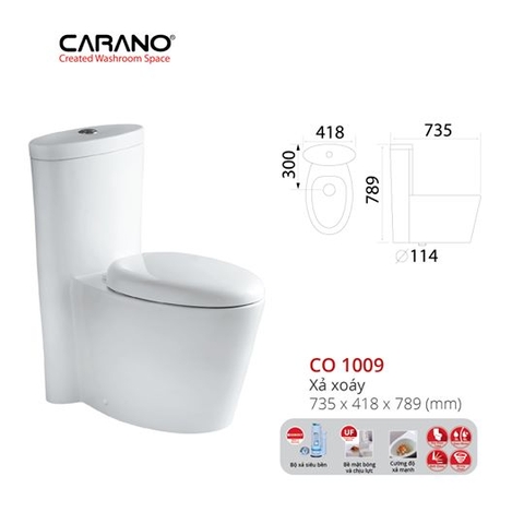 BỒN CẦU CARANO 1 KHỐI CO1009/C09( Toilet model:CO1009/C09)