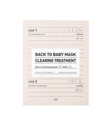 (Tách set) Mặt nạ cho da mụn 3CE Back To Baby Mask Clearing Treatment 2 bước