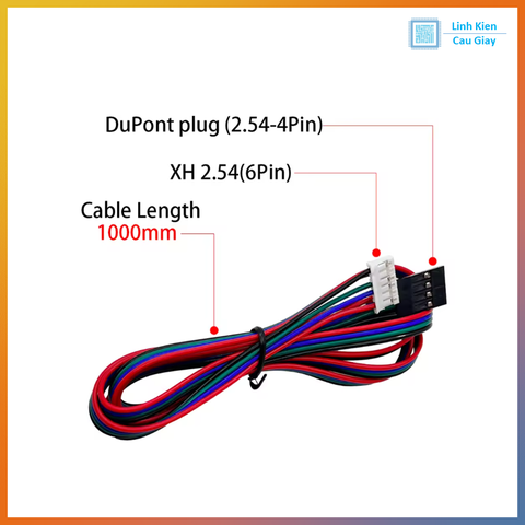 Dây nối động cơ bước NEMA17 – Cáp 4Pin Dupont sang 6Pin XH2.54 cho máy in 3D