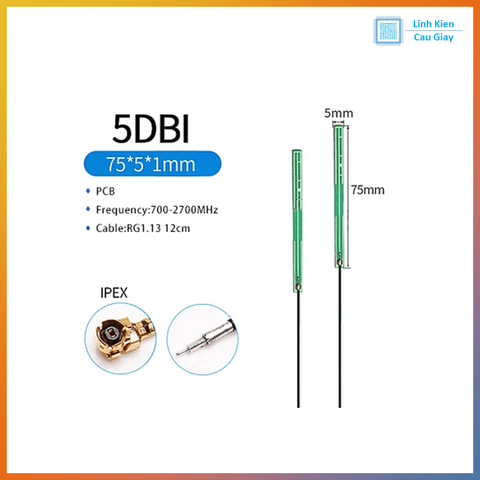Anten GSM 4G 3G 2G PCB 5db IPEX (0.5cm x 7.5cm)