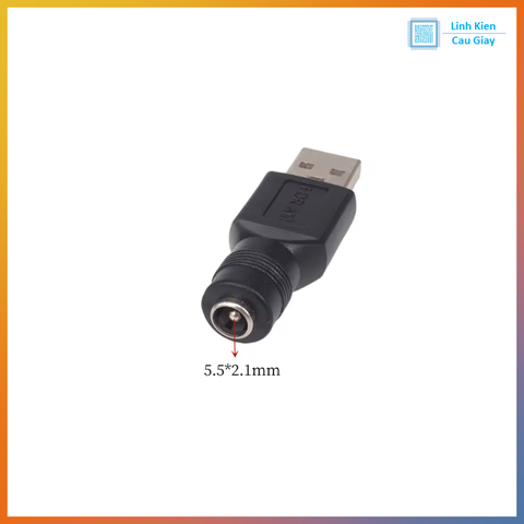 Đầu chuyển đổi USB Đực sang Jack DC5.5*2.1 Cái
