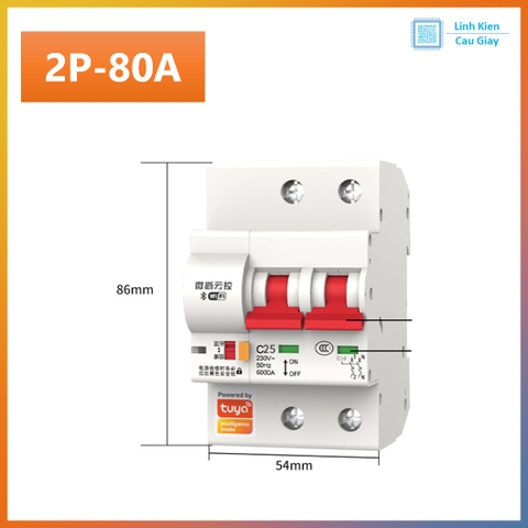 Aptomat cầu dao WIFI thông minh TUYA 40A, 63A, 80A