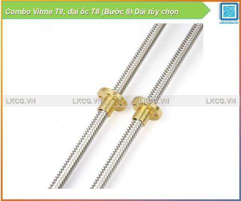 Combo Vitme T8, đai ốc T8 (Bước 8) Dài tùy chọn