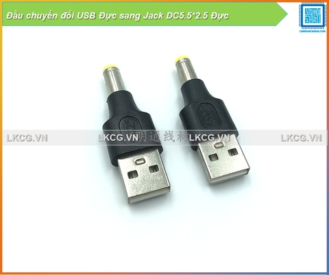 Đầu chuyển đổi USB Đực sang Jack DC5.5*2.5 Đực