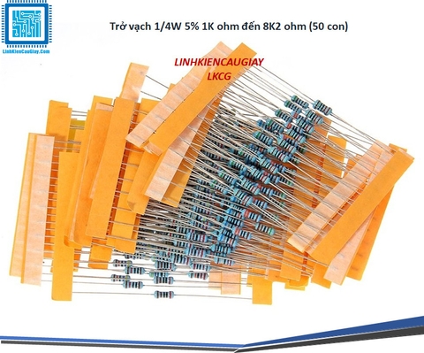 Trở vạch 1/4W 1% 1K ohm đến 8K2 ohm (50 con)