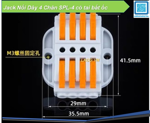 Jack Nối Dây 4 Chân SPL-4 có tai bắt ốc