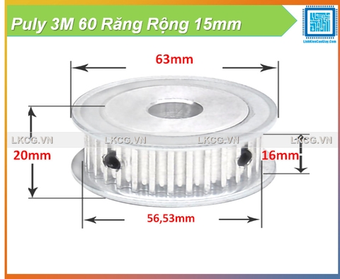 Puly 3M 60 Răng Rộng 15mm