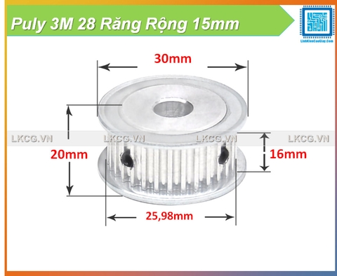 Puly 3M 28 Răng Rộng 15mm