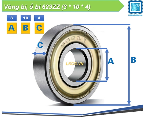 Vòng bi, ổ bi 623ZZ (3 * 10 * 4)