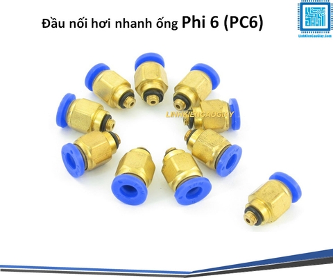 Đầu nối hơi nhanh ống Phi 6 (PC6) bằng đồng