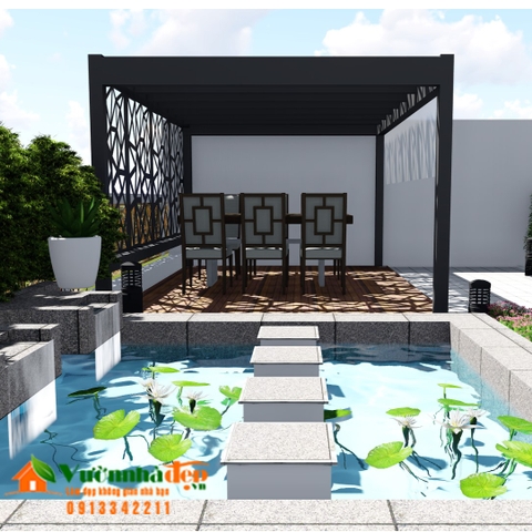 Thiết kế vưá»n trên thượng 100m2