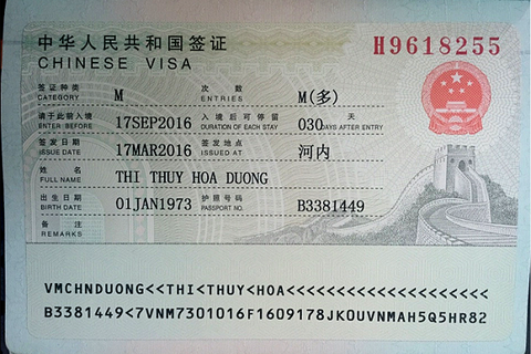 Thủ tục xin visa Trung Quốc