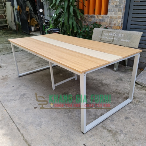 Bàn họp chân sắt mặt gỗ 2 màu 2m x 1m : KG - BH200-1
