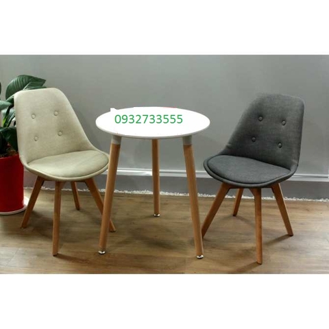 Bộ bàn ăn - bàn cafe tròn 60 cm và 2 ghế DSW bọc nệm hiện đại - Mã : T2002