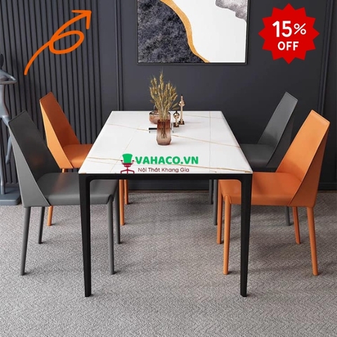 Bộ bàn ăn mặt đá 4 ghế da phong cách Origami:  E2120