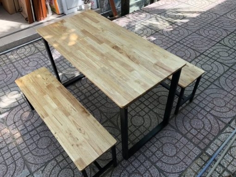 Bộ bàn ghế làm viêc chân sắt gỗ cao su : S120