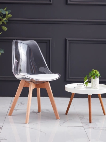 Ghế Eames trong suốt chân gỗ : E192