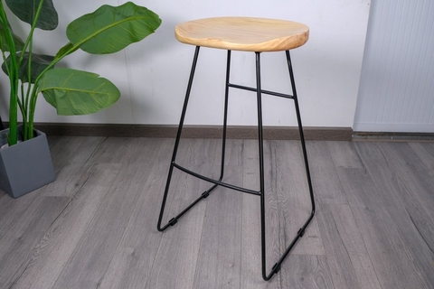 Ghế quầy bar gỗ chân sắt sơn tĩnh điện cao 75cm- Mã : B750