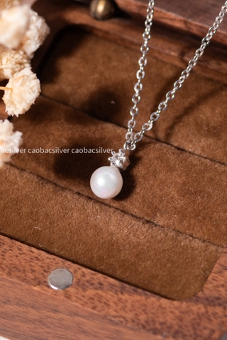 Dây chuyền bạc Việt Nam Ngọc trai Freshwater Mini Glow