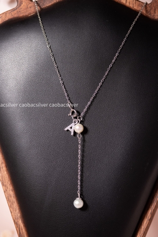 Dây chuyền bạc Việt Nam Ngọc trai Freshwater Initial Glow