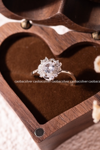 Nhẫn bạc Việt Nam Floral Cluster