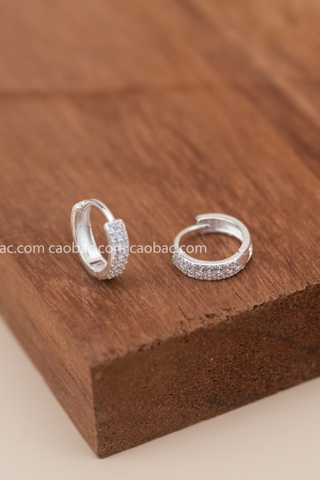 Khuyên tai bạc Việt Nam vòng tròn hai hàng đá (chiếc)