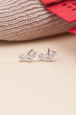 Khuyên tai bạc Việt Nam vương miện hoa sen đá