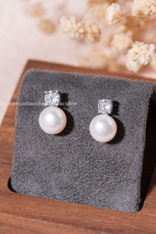 Khuyên tai bạc Việt Nam Ngọc trai Freshwater Glimmer Dot