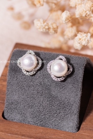 Khuyên tai bạc Việt Nam Ngọc trai Freshwater Petal