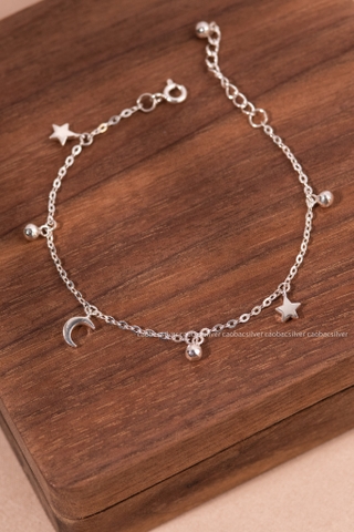 Lắc chân bạc Việt Nam trăng sao bi trơn