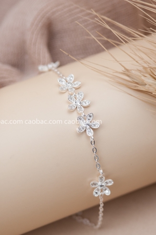 Lắc tay bạc Việt Nam năm hoa đá