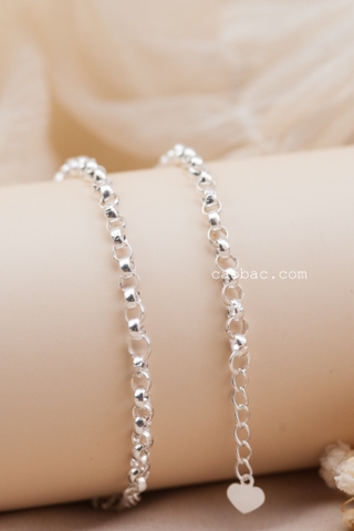 Lắc tay bạc Việt Nam trơn mắt tròn