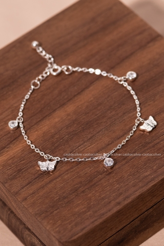 Lắc chân bạc Việt Nam Crystal Butterfly
