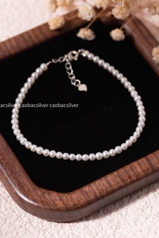 Lắc tay bạc Việt Nam Ngọc trai Freshwater Moonlet