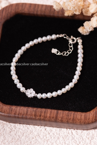 Lắc tay bạc Việt Nam Ngọc trai Freshwater Sakura Bloom